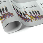 Papier Cadeau Girafes Chanukah Menorah<br><div class="desc">L'illustration graphique d'un menorah de Chanukah avec les girafes uniques conçoivent.   Enveloppez votre cadeau en ce document de haute qualité et brillant pendant chacune des huit nuits.</div>