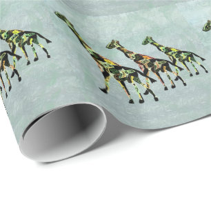 Papier Cadeau Girafes gracieuses