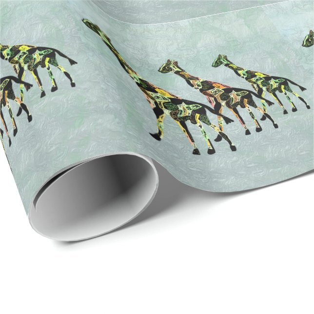 Papier Cadeau Girafes gracieuses (Coin rond)