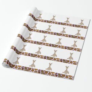 Papier Cadeau Giraffe assise avec de la fourrure de Giraffe Impr
