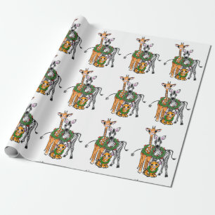 Papier Cadeau Giraffe Festive, Zèbre, Tigre