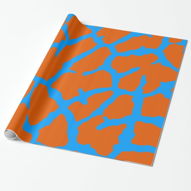 Papier Cadeau Giraffe Imprimer Cyan orange (Déroulé)