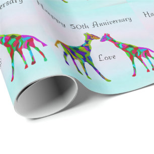 Papier Cadeau Giraffe Love 50e anniversaire