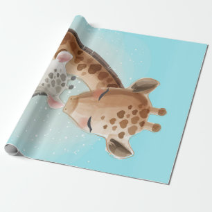 Papier Cadeau Giraffe Maman Et Bébé   Cadeau pour bébé