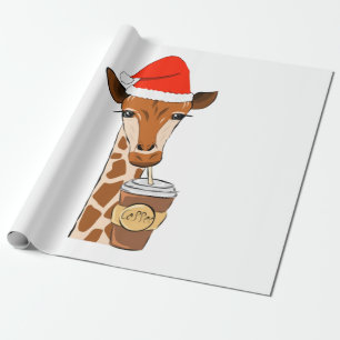 Papier Cadeau Giraffe Noël boisson café