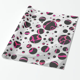 Papier Cadeau Giraffe rose chaude et noire