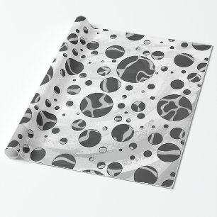 Papier Cadeau Giraffy Polka Dot noir et gris clair Impression