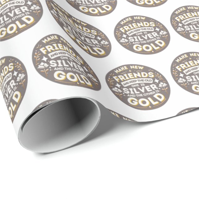 Papier Cadeau Girl Scouting Make New Friends Gift Wrap (Coin rond)