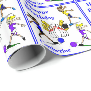 Papier Cadeau Girls Bowling cadeau d'anniversaire personnalisé