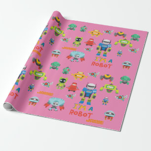 Papier Cadeau Girls Love Robots