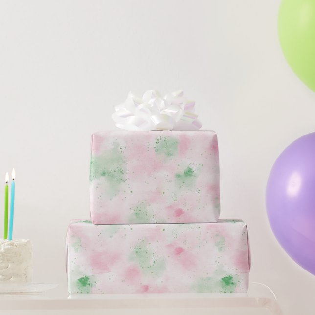 Papier Cadeau Girly Blush Pink Green Abstract Birthday (Cadeaux de fête)