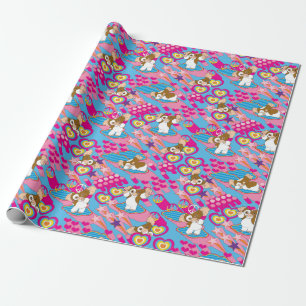 Papier Cadeau Gizmo Pink Peace & Love Motif