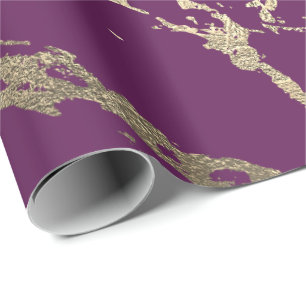 Papier Cadeau Glace brillante en marbre d'or rose Foxier