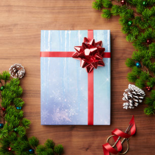 Papier Cadeau Glaçons Flocons de Neige Cristaux Bleu Violet Anni