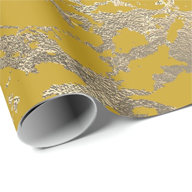 Papier Cadeau Glam brillant en marbre doré Foxier citron méditer (Coin rond)