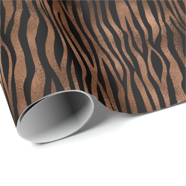 Papier Cadeau Glam Brown Black Zebra Print (Coin rond)