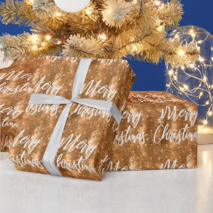 Papier Cadeau Glam Copper Floral Glitter Joyeux Noël Script