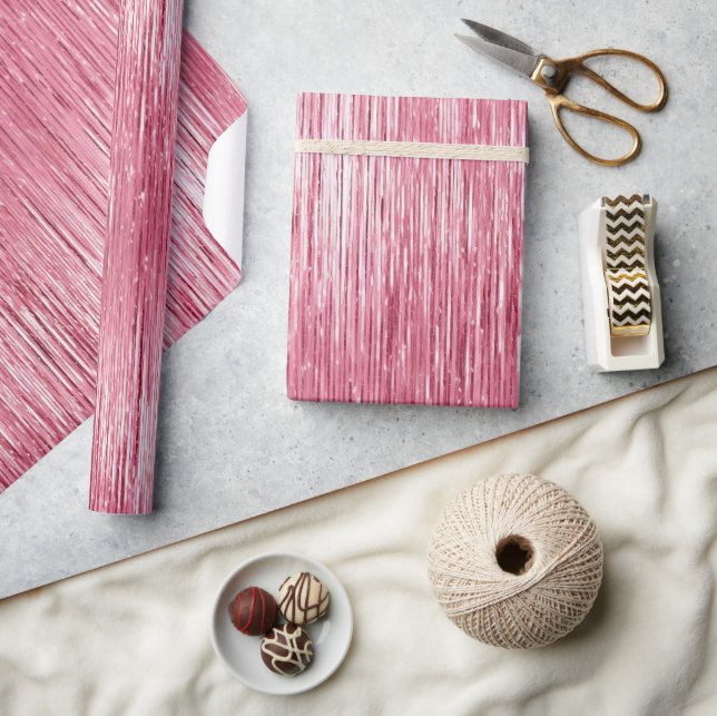 Papier Cadeau Glam Girl rose étincelle rayures (Artisanat)