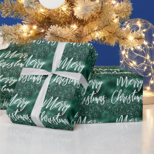 Papier Cadeau Glam Green Foil Parties scintillant Joyeux Noël Sc