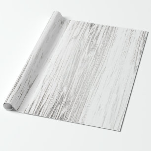 Papier Cadeau Glam minimal en bois gris-blanc argenté