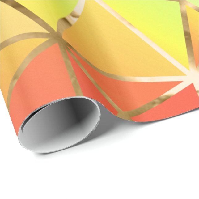Papier Cadeau Glam Rainbow Golden Stripes Diamond Wrapper Paper (Coin rond)