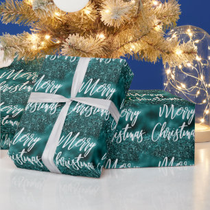 Papier Cadeau Glam Turquoise Foil Parties scintillant Joyeux Noë