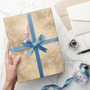 Papier Cadeau Glamour doré Jolie Robe Fleurie en Dentelle pour M