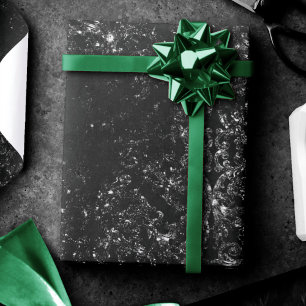 Papier Cadeau Glimmery Onyx Grunge   Tambour noir argenté