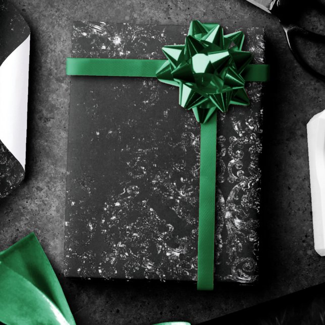 Papier Cadeau Glimmery Onyx Grunge | Tambour noir argenté (Créateur téléchargé)