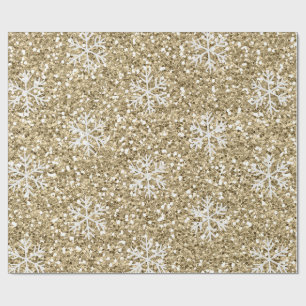 Papier Cadeau Glitter Gold Snowflake