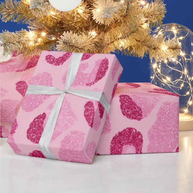 Papier Cadeau Glitter Pink Leopard Pattern (Vacances)