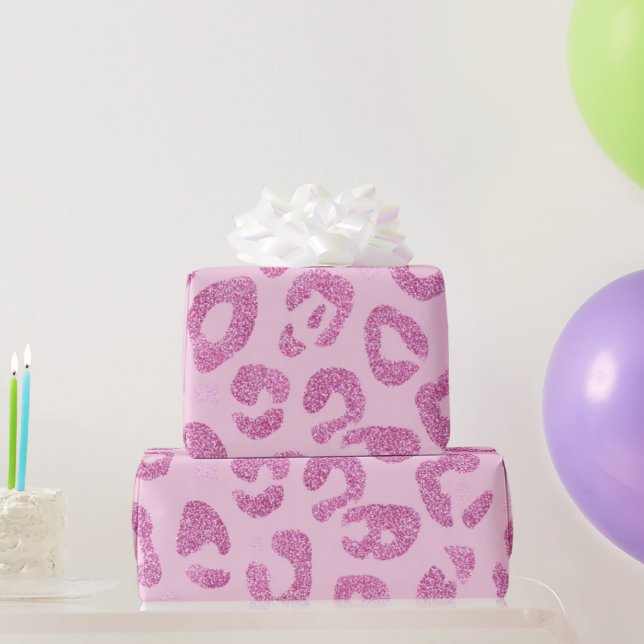 Papier Cadeau Glitter Pink Leopard Pattern (Cadeaux de fête)