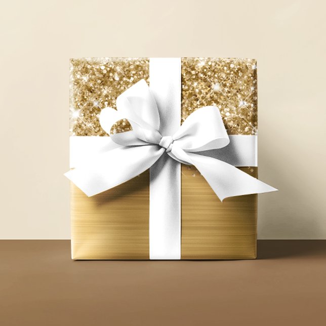Papier Cadeau Glitterie or Glam (Glittery Gold Glam Wrapping Paper)