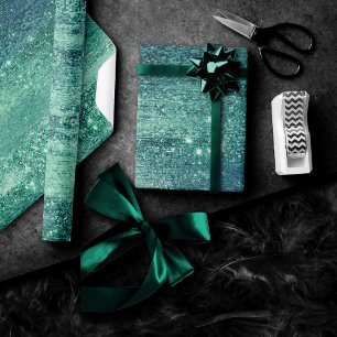 Papier Cadeau Glitzy Foil Seafoam Iridescente Green Faux Shine