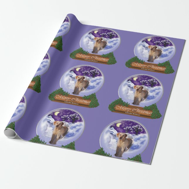 Papier Cadeau Globe de Noël du Laboratoire jaune (Déroulé)