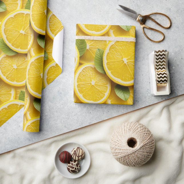 Papier Cadeau Glossy Tranche de Citron Gras (Artisanat)