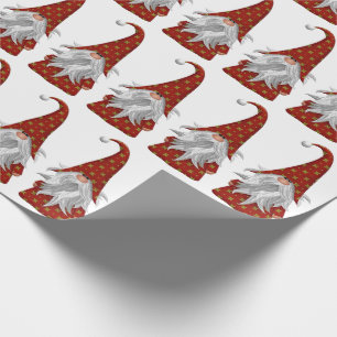 Papier Cadeau Gnome de Noël en costume rouge