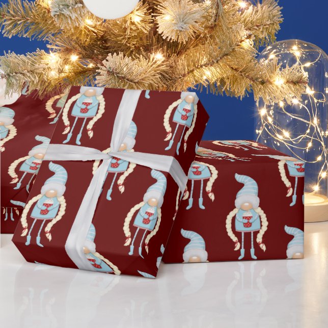 Papier Cadeau Gnome de Noël scandinave (Vacances)