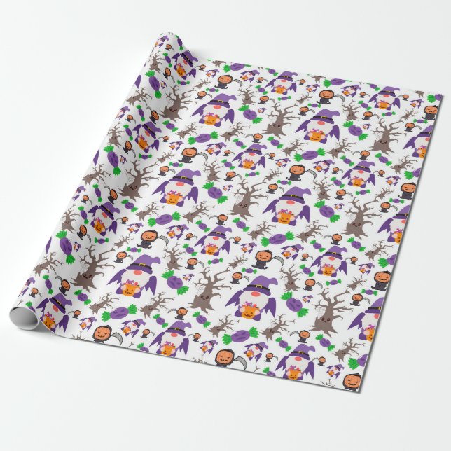 Papier Cadeau Gnome effrayant Halloween (Déroulé)