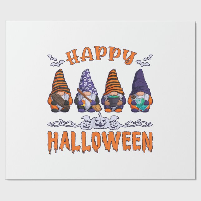 Papier Cadeau Gnomes d'Halloween (Plat)