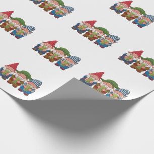 Papier Cadeau Gnomes drôles tenant une boisson Matcha Magique