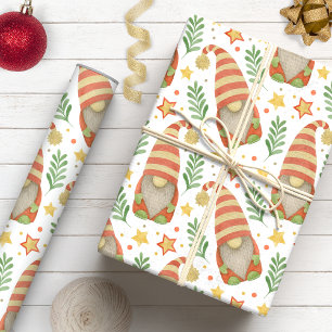 Papier Cadeau Gnomes scandinaves fantaisistes de Noël