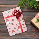 Papier Cadeau Gnomies de Noël rose Scandi<br><div class="desc">Pink Scandi Noël Gnomies Envelopper le papier</div>