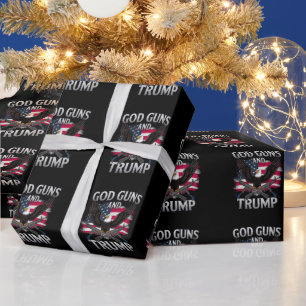 Papier Cadeau God Guns Et Trump Eagle Drapeau Américain Vintage
