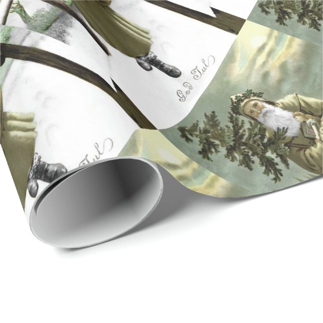 Papier Cadeau God Jul Swedish Père Noël (Coin rond)