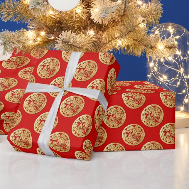 Papier Cadeau Gold Chine papier découpé Tiger Année Choisissez l (Vacances)