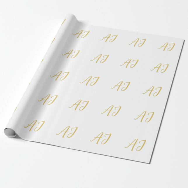 Papier Cadeau Gold Color Monogram Professional Classical Initial (Déroulé)