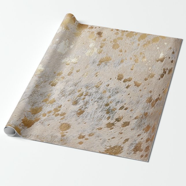 Papier Cadeau Gold Cowhide Print Metallic wrapping paper (Déroulé)