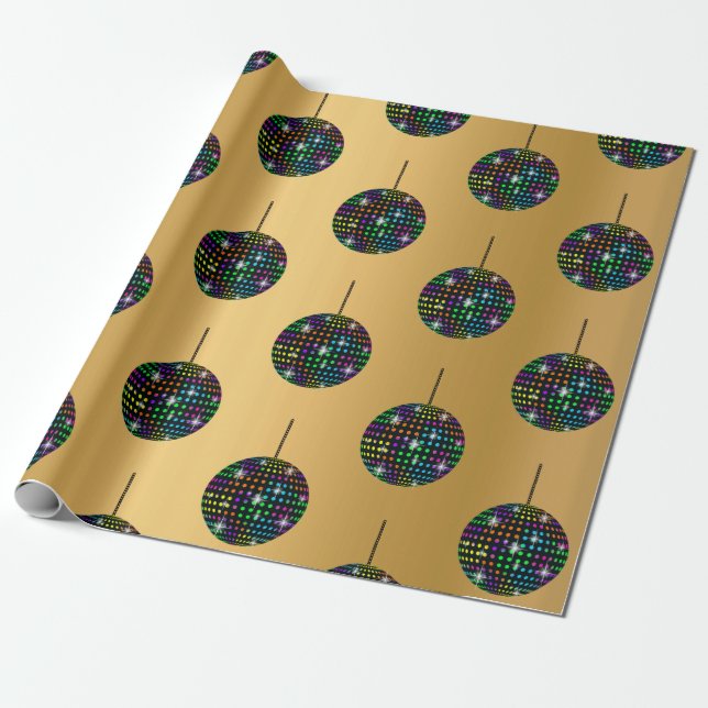 Papier Cadeau GOLD Discoball ANNIVERSAIRE MARIAGE WRAP (Déroulé)