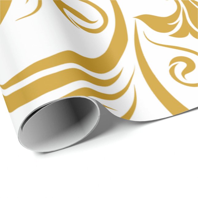 Papier Cadeau gold floral & swirl designs on a white background  (Créateur téléchargé)